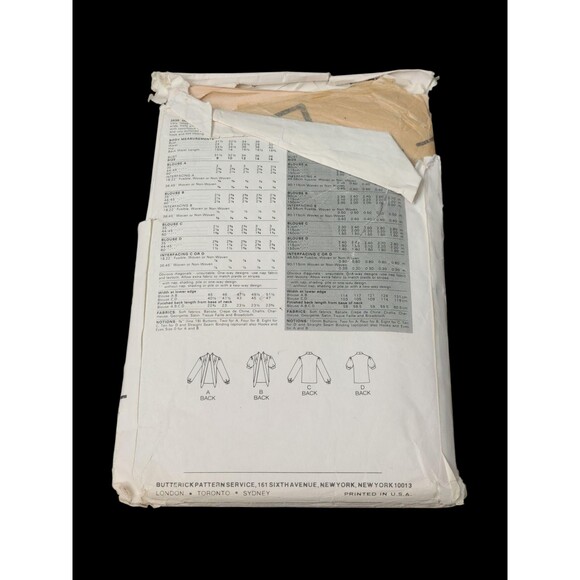 Vtg Butterick Sewing Pattern #3936 Misses Blouse with Tie Size 8 - Picture 3 of 5